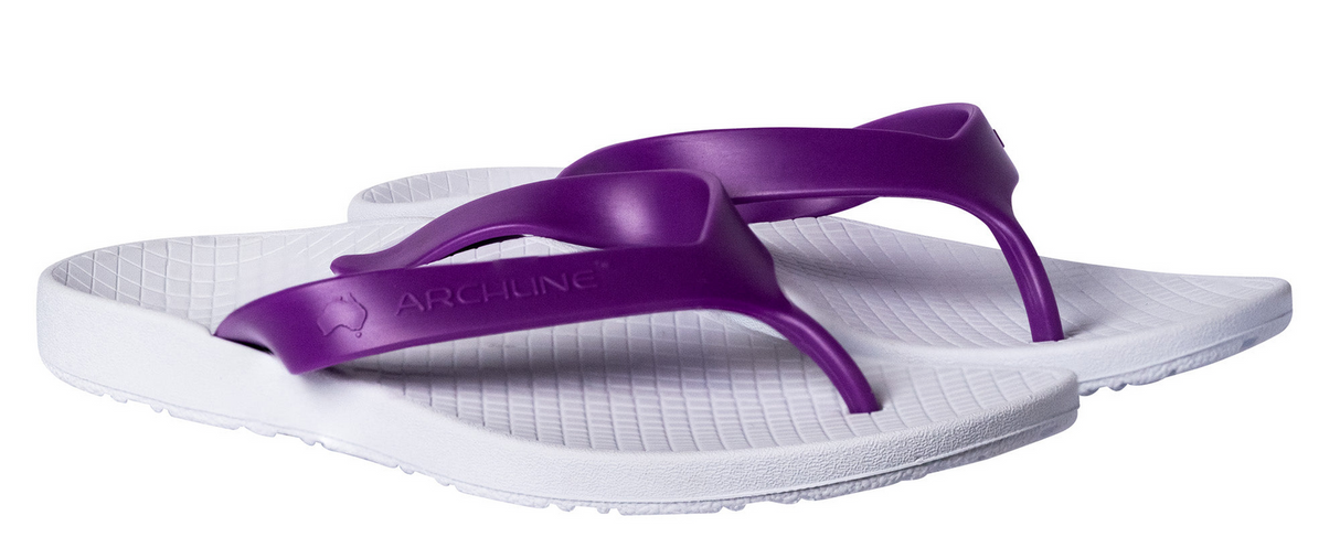 ARCHLINE Orthotic Thongs Arch Support Shoes Footwear Flip Flops Orthopedic - White/Fuchsia