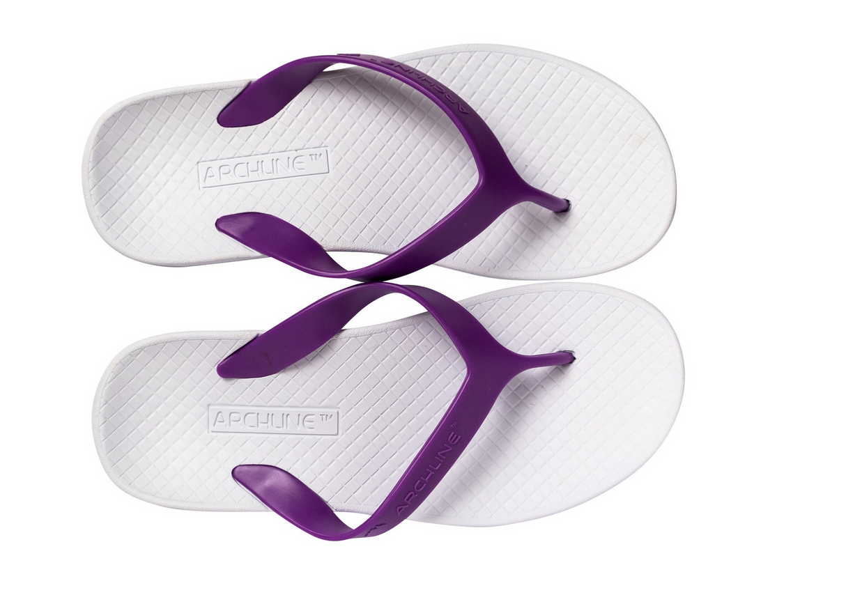 ARCHLINE Orthotic Thongs Arch Support Shoes Footwear Flip Flops Orthopedic - White/Fuchsia