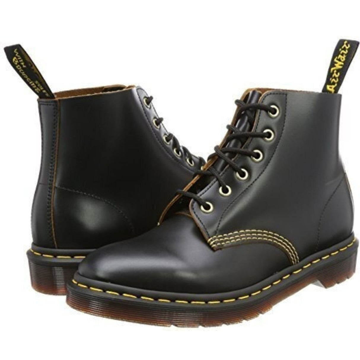 Dr. Martens Unisex 101 Smooth Archive 6-Eyelet Boot Black Vintage Smooth