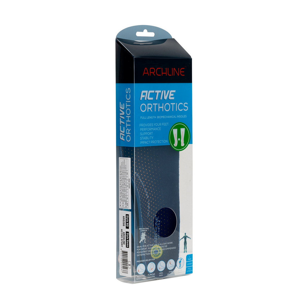 Archline Active Orthotics Full Length Arch Support Relief Insoles - For Hiking & Outdoors