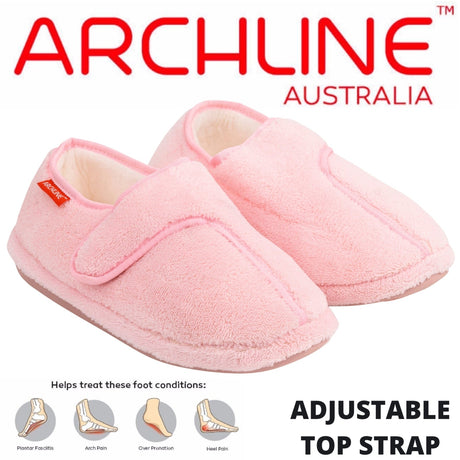 ARCHLINE Orthotic Plus Slippers Closed Scuffs Pain Relief Moccasins - Pink