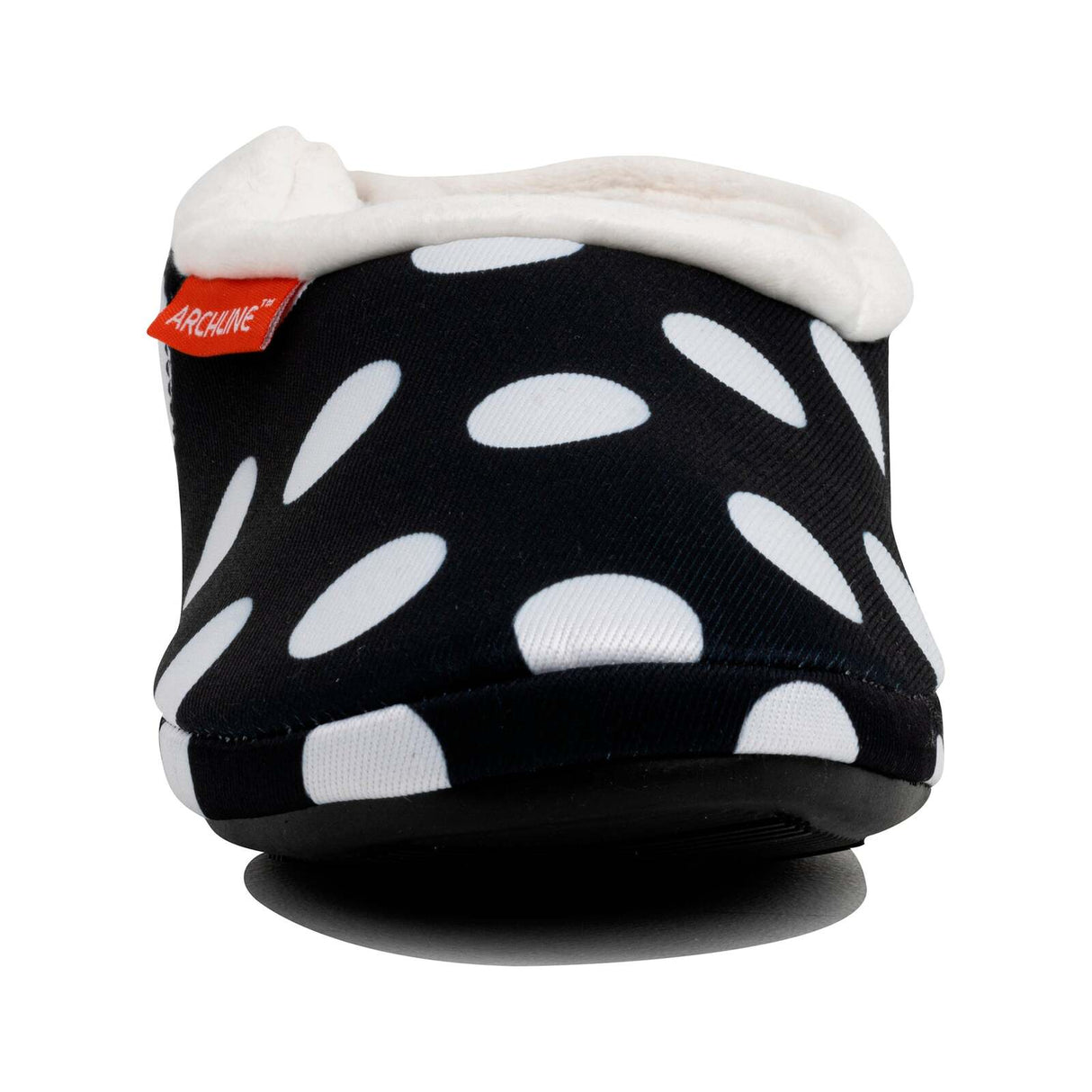 ARCHLINE Orthotic Slippers CLOSED Arch Scuffs Medical Pain Relief - Black/White Polka Dots
