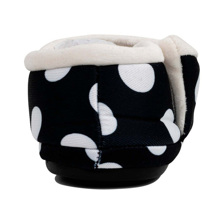 ARCHLINE Orthotic Slippers CLOSED Arch Scuffs Medical Pain Relief - Black/White Polka Dots