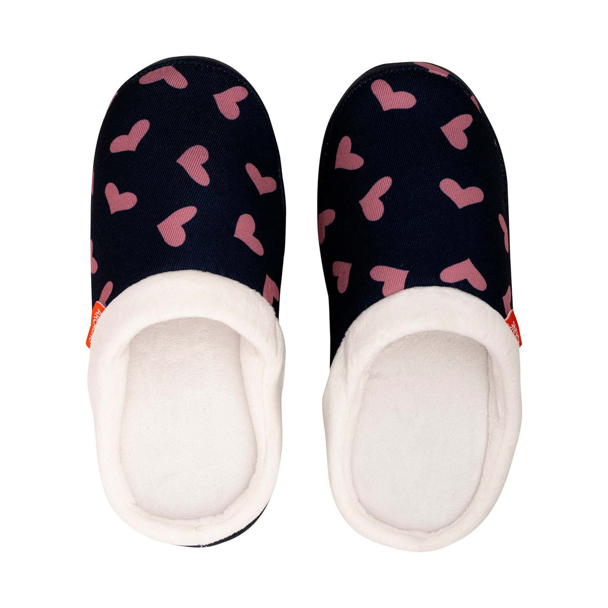 ARCHLINE Orthotic Slippers Slip On Scuffs Pain Relief Moccasins - Navy with Hearts