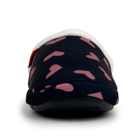 ARCHLINE Orthotic Slippers Slip On Scuffs Pain Relief Moccasins - Navy with Hearts