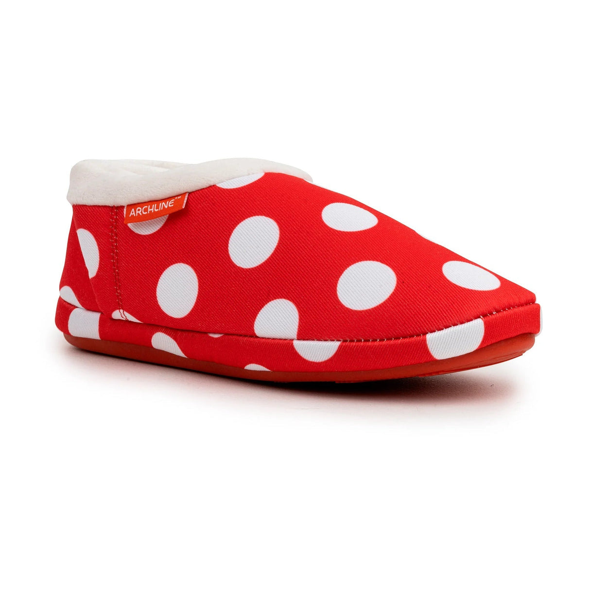 ARCHLINE Orthotic Slippers CLOSED Back Scuffs Moccasins Pain Relief - Red Polka Dots