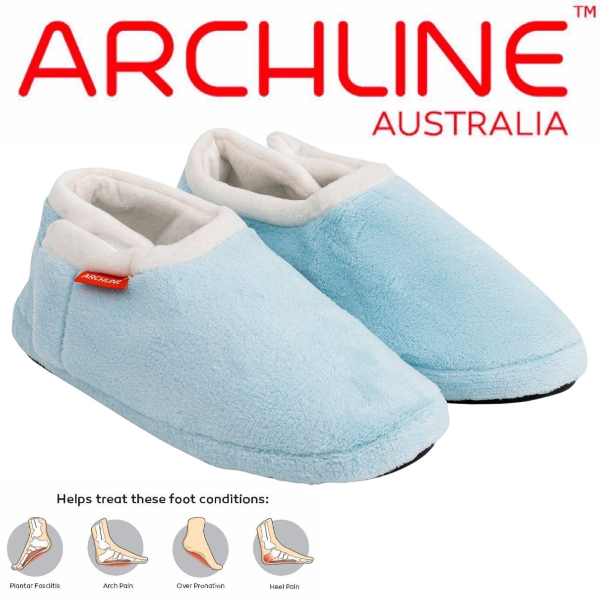 ARCHLINE Orthotic Slippers Closed Scuffs Pain Relief Moccasins - Sky Blue