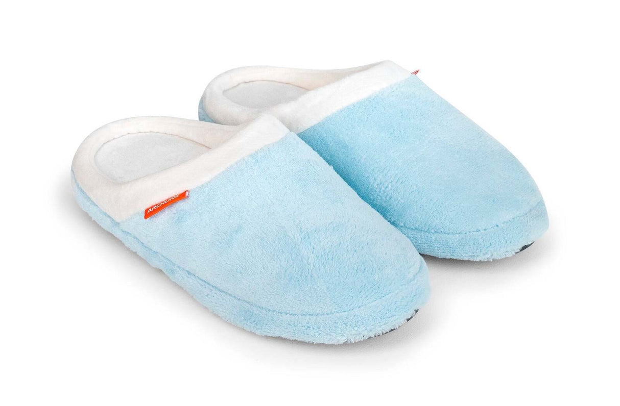 ARCHLINE Orthotic Slippers Slip On Arch Scuffs Pain Relief Moccasins - Baby Blue