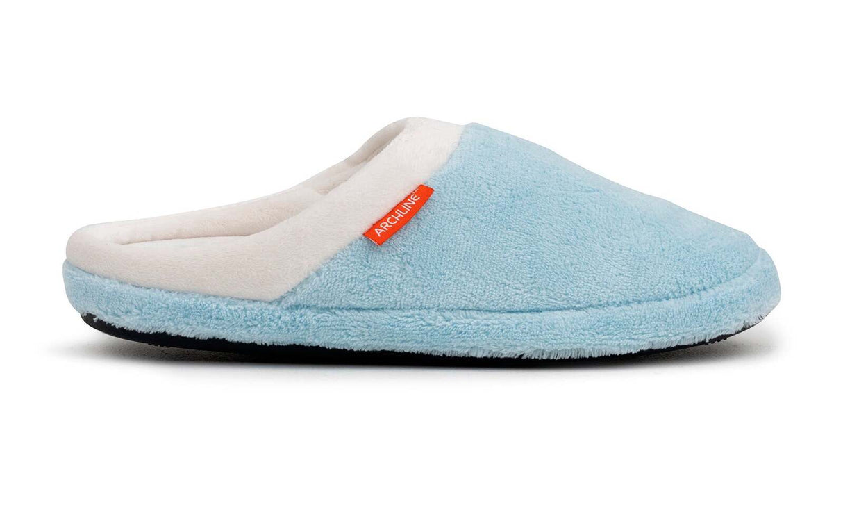 ARCHLINE Orthotic Slippers Slip On Arch Scuffs Pain Relief Moccasins - Baby Blue