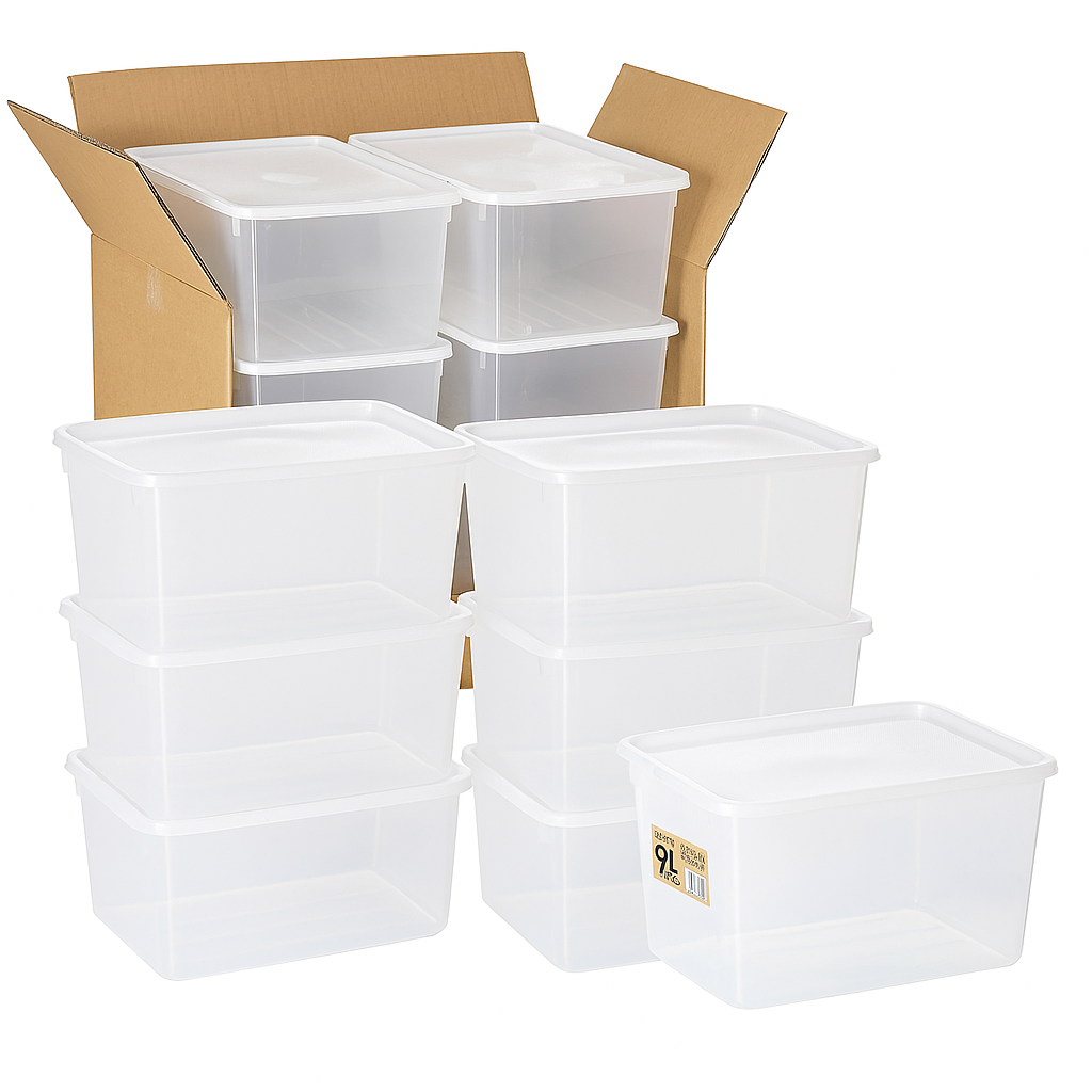 11x 9 Litre Food/Storer Storage Containers w/ Lids Bulk Lot 31x22x18cm - Made in Australia