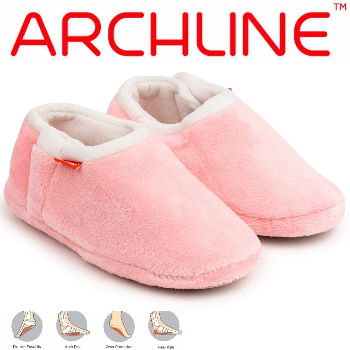 ARCHLINE Orthotic Slippers Closed Scuffs Pain Relief Moccasins - Pink