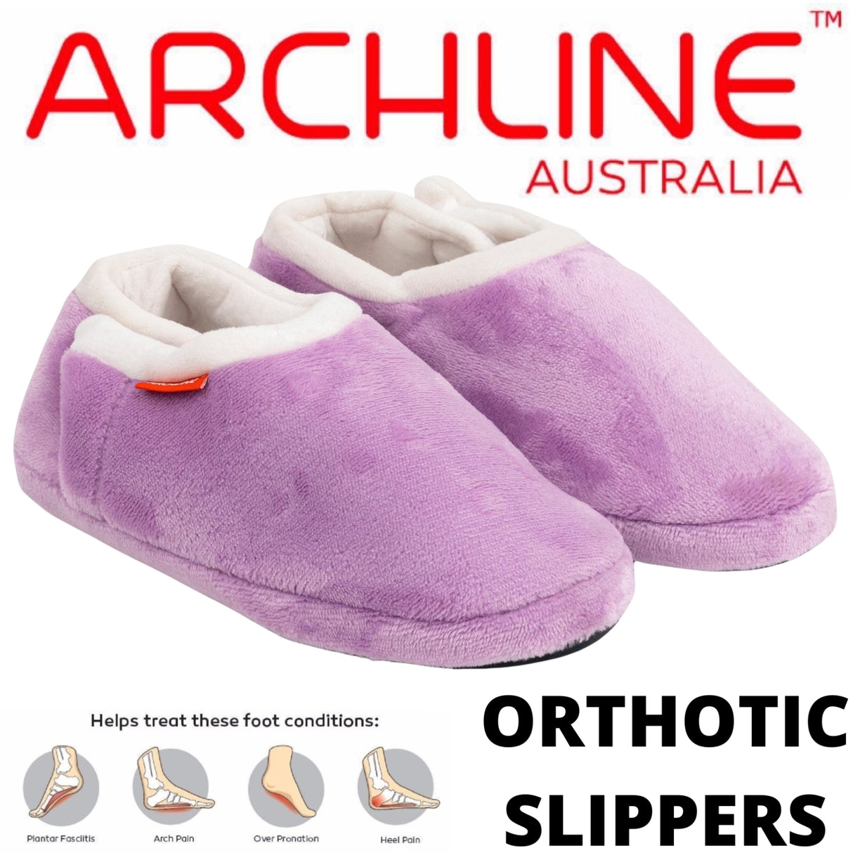 ARCHLINE Orthotic Slippers CLOSED Arch Scuffs Pain Relief Moccasins - Lilac