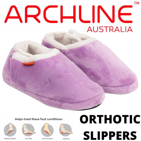 ARCHLINE Orthotic Slippers CLOSED Arch Scuffs Pain Relief Moccasins - Lilac
