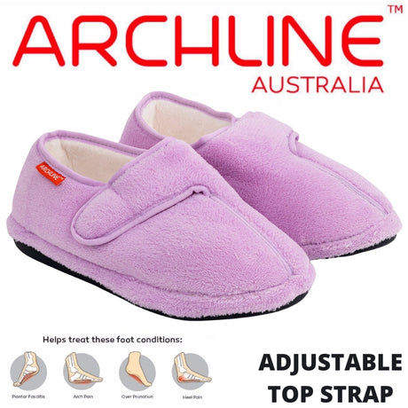 ARCHLINE Orthotic Plus Slippers Closed Scuffs Pain Relief Moccasins - Lilac