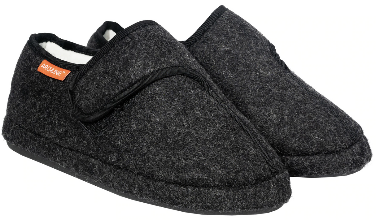 ARCHLINE Orthotic Plus Slippers Closed Scuffs Pain Relief Moccasins - Charcoal