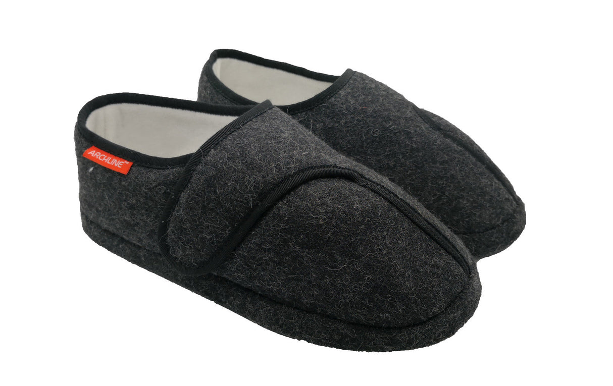 ARCHLINE Orthotic Plus Slippers Closed Scuffs Pain Relief Moccasins - Charcoal
