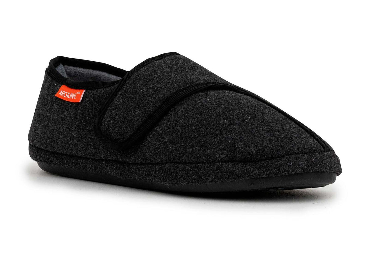 ARCHLINE Orthotic Plus Slippers Closed Scuffs Pain Relief Moccasins - Charcoal