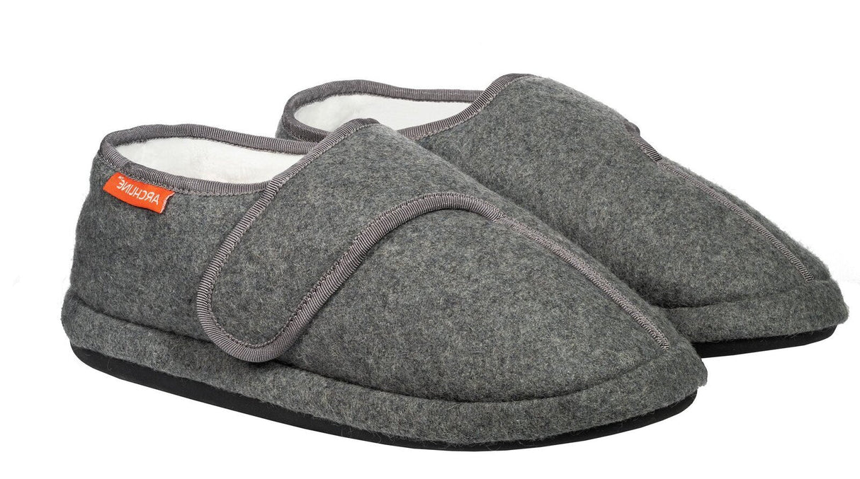 ARCHLINE Orthotic Plus Slippers Closed Scuffs Pain Relief Moccasins Extra Wide - Grey