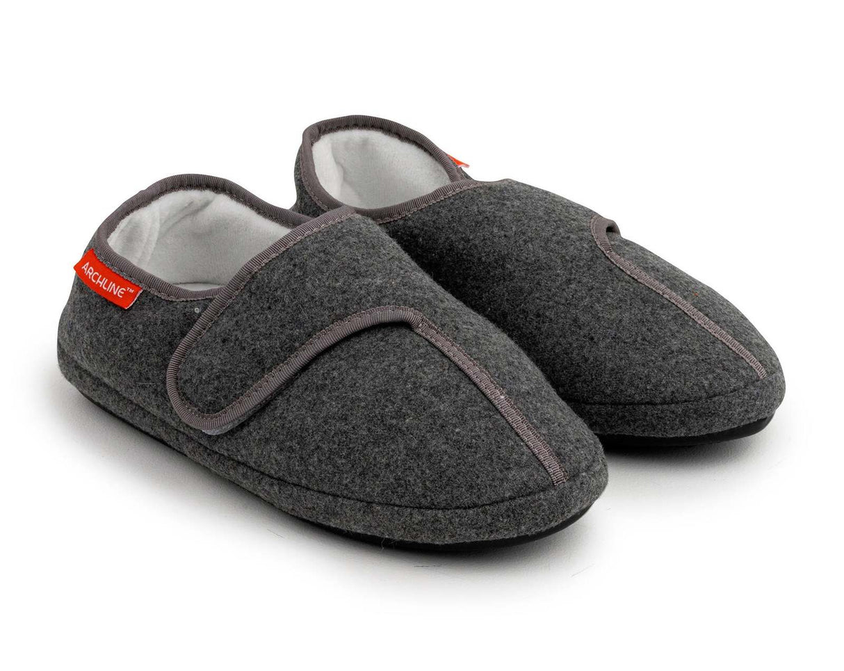 ARCHLINE Orthotic Plus Slippers Closed Scuffs Pain Relief Moccasins Extra Wide - Grey