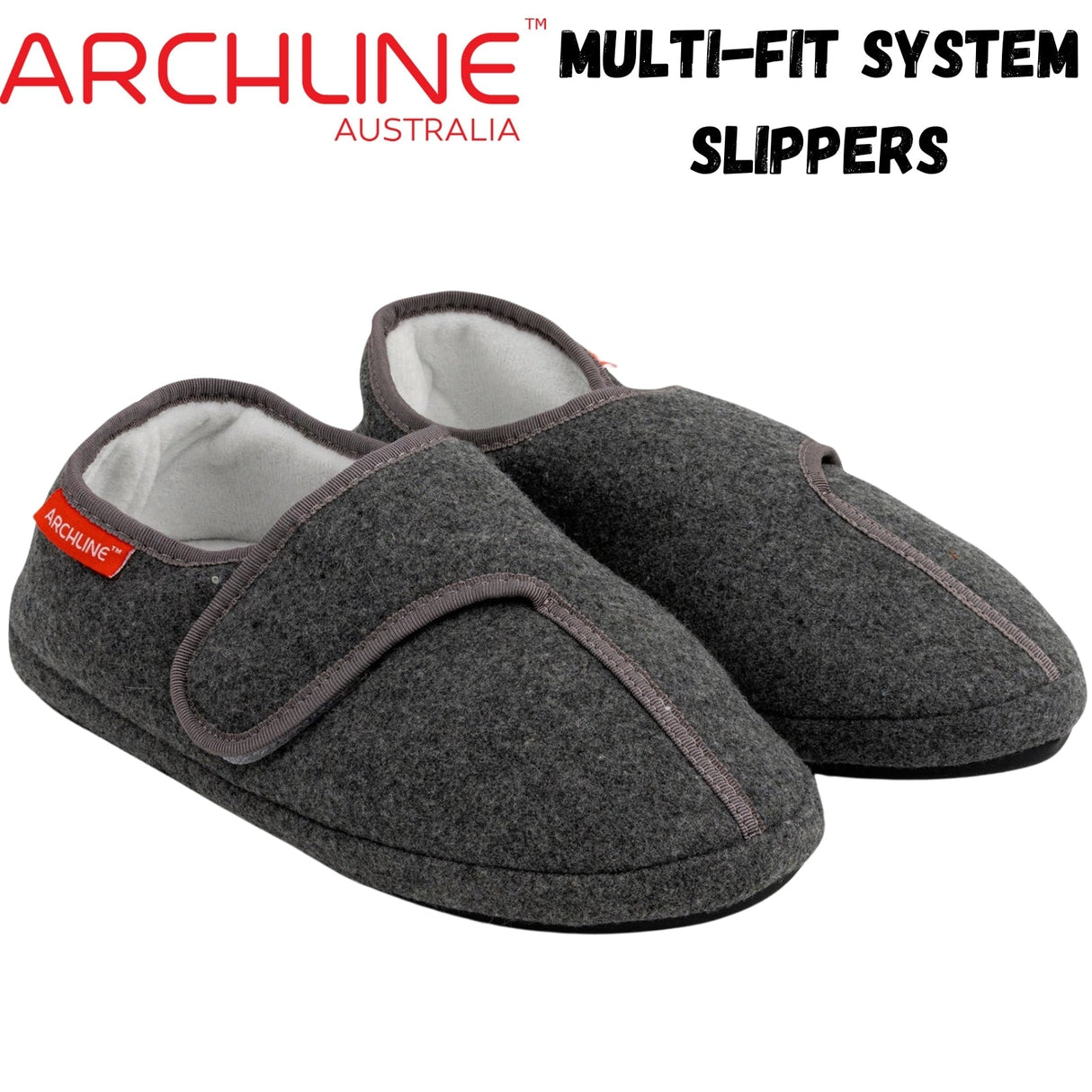 ARCHLINE Orthotic Plus Slippers Closed Scuffs Pain Relief Moccasins Extra Wide - Grey