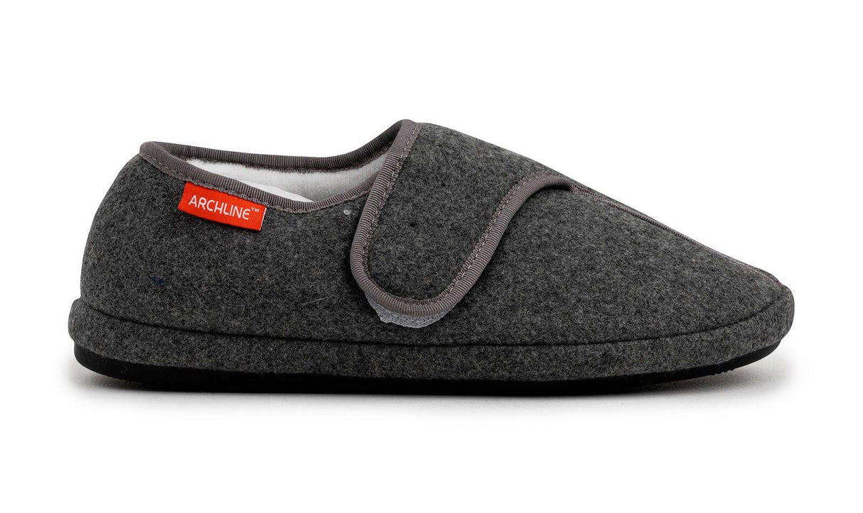 ARCHLINE Orthotic Plus Slippers Closed Scuffs Pain Relief Moccasins Extra Wide - Grey