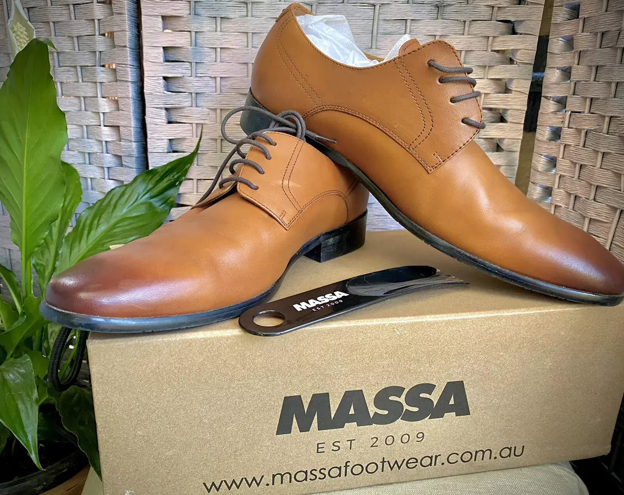 Massa Ascoli Leather Dress Shoes (Tan) - Formal Lace Up Shoes for Business/Weddings