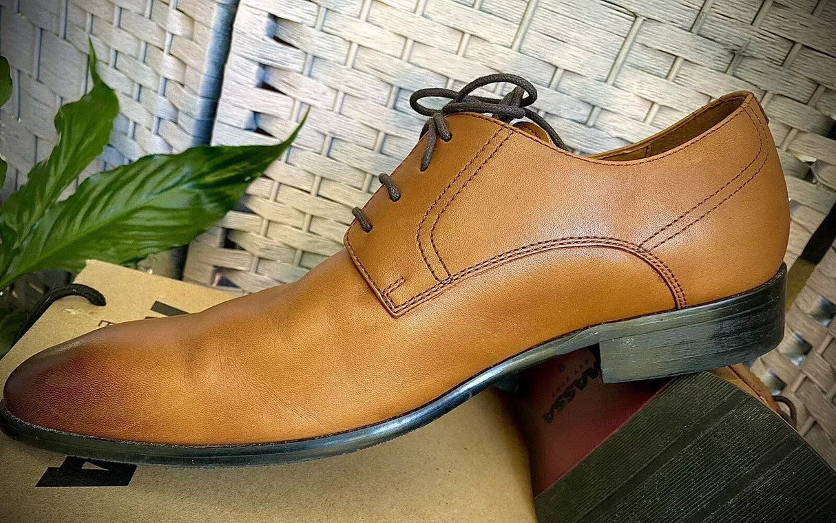 Massa Ascoli Leather Dress Shoes (Tan) - Formal Lace Up Shoes for Business/Weddings