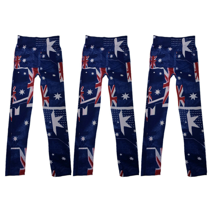 3x Australia Flag Leggings - Womens Aussie Pants (Bulk Pack)