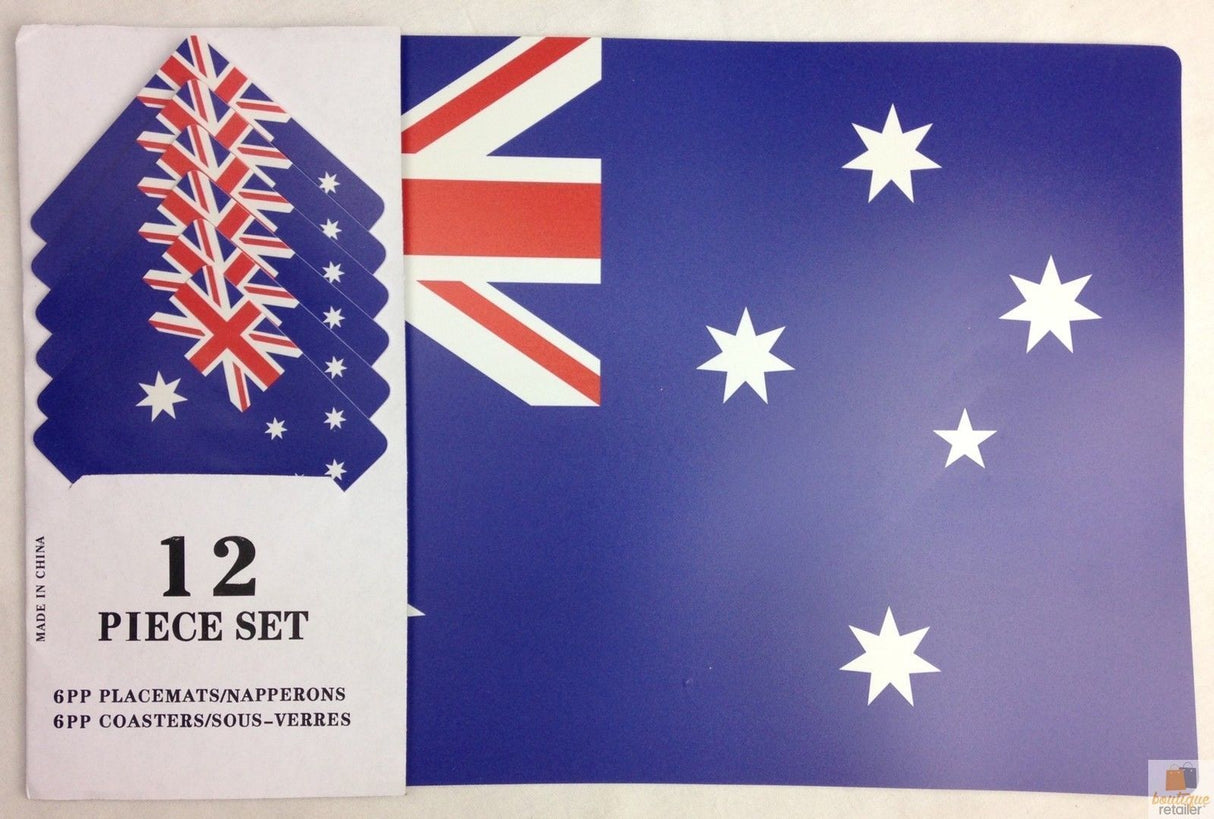 12pc Australia Flag Coasters - Souvenir Drink Holders/Placemats