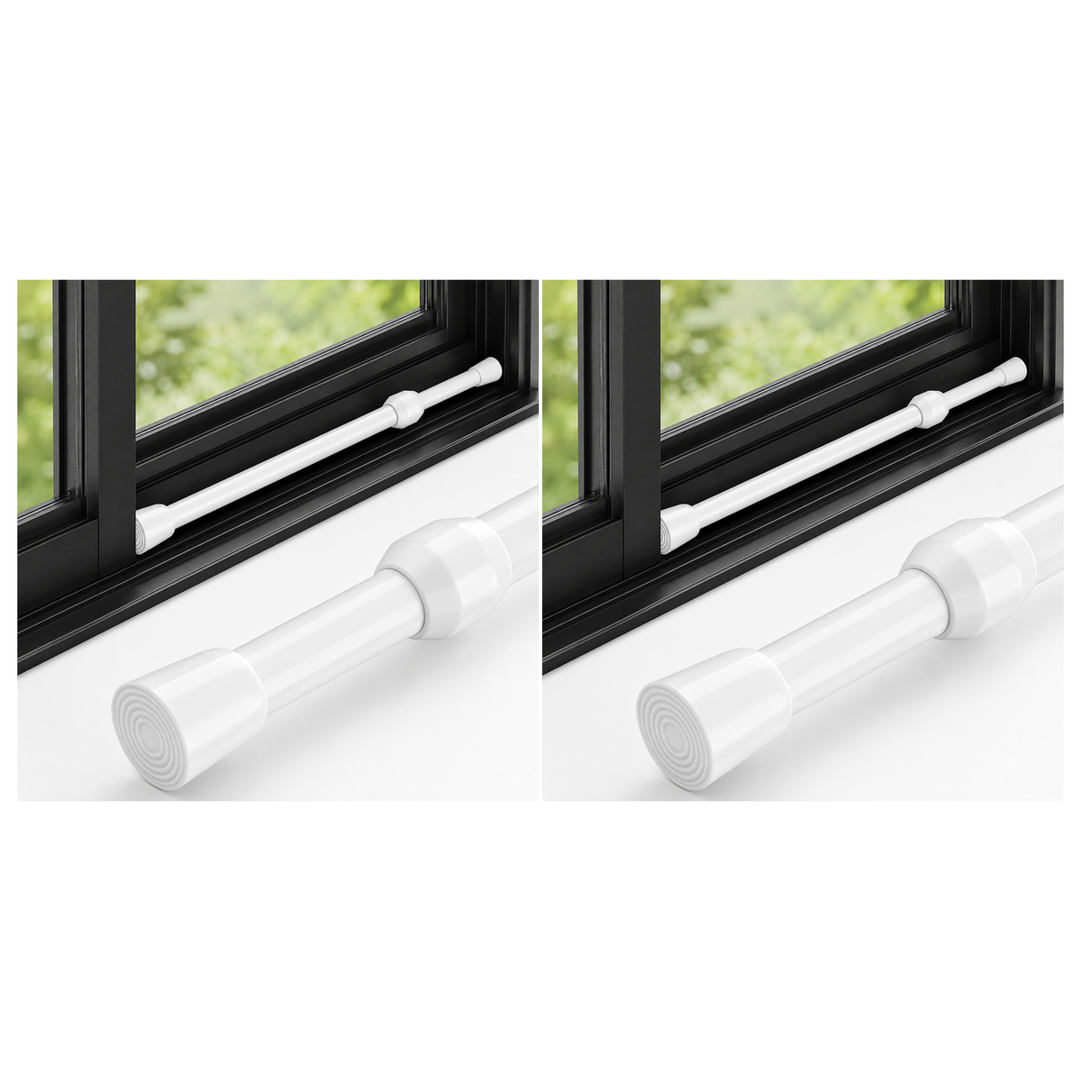 2x Adjustable Window Security Bar Pack - Sliding Door & Window Safety Lock w/ Anti-Slip Rubber Tips
