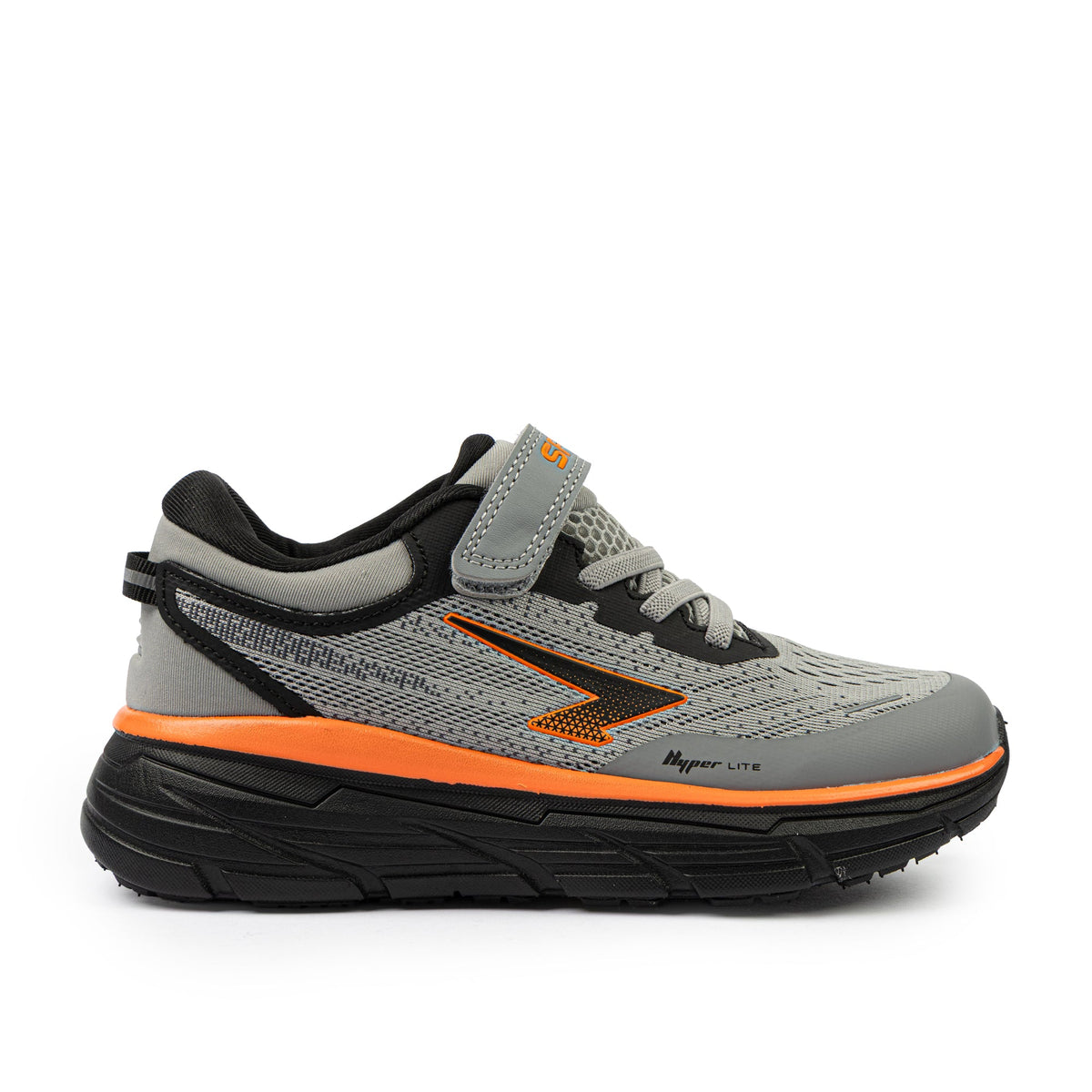 Sfida Axion Boys V Strap Runners - Grey/Black/Orange (Kids Sneakers/Shoes)