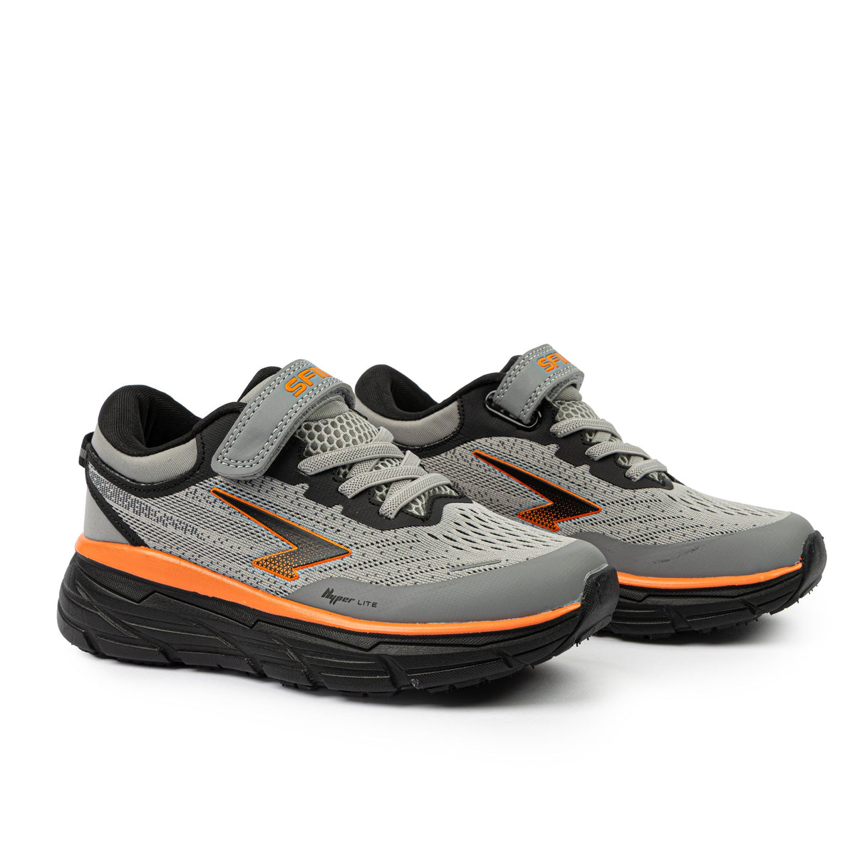 Sfida Axion Boys V Strap Runners - Grey/Black/Orange (Kids Sneakers/Shoes)