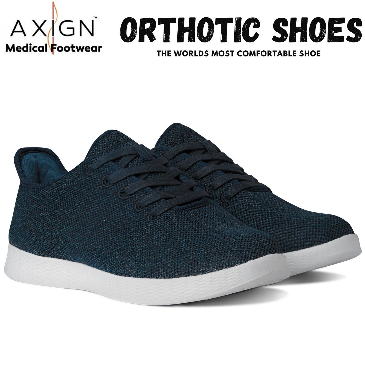 Axign River Orthotic Shoes Sneakers Runners Lightweight Casual Waterproof Sole - Navy