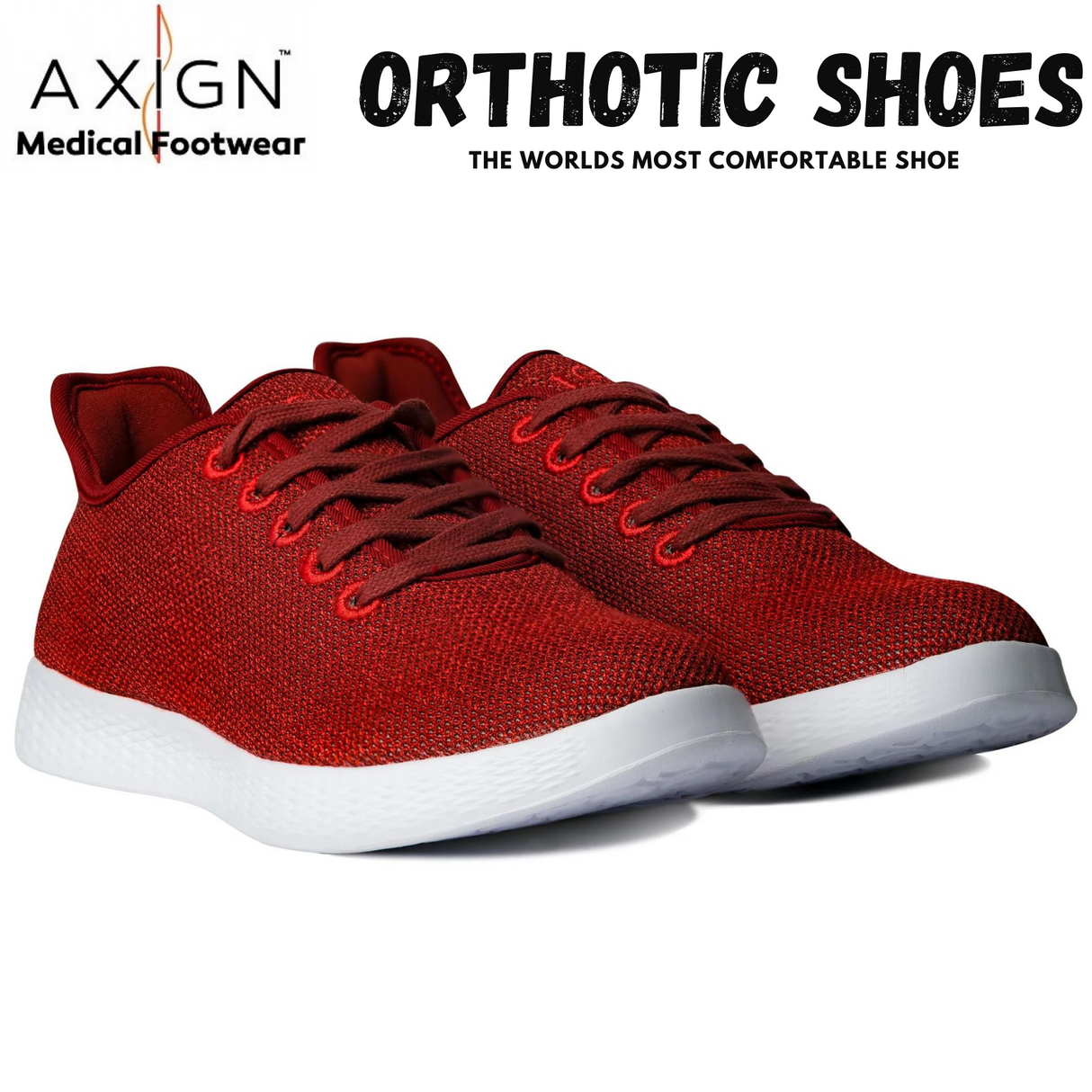 Axign River Lightweight Orthotic Shoes - Red/Berry (Orthopedic Casual Sneakers)