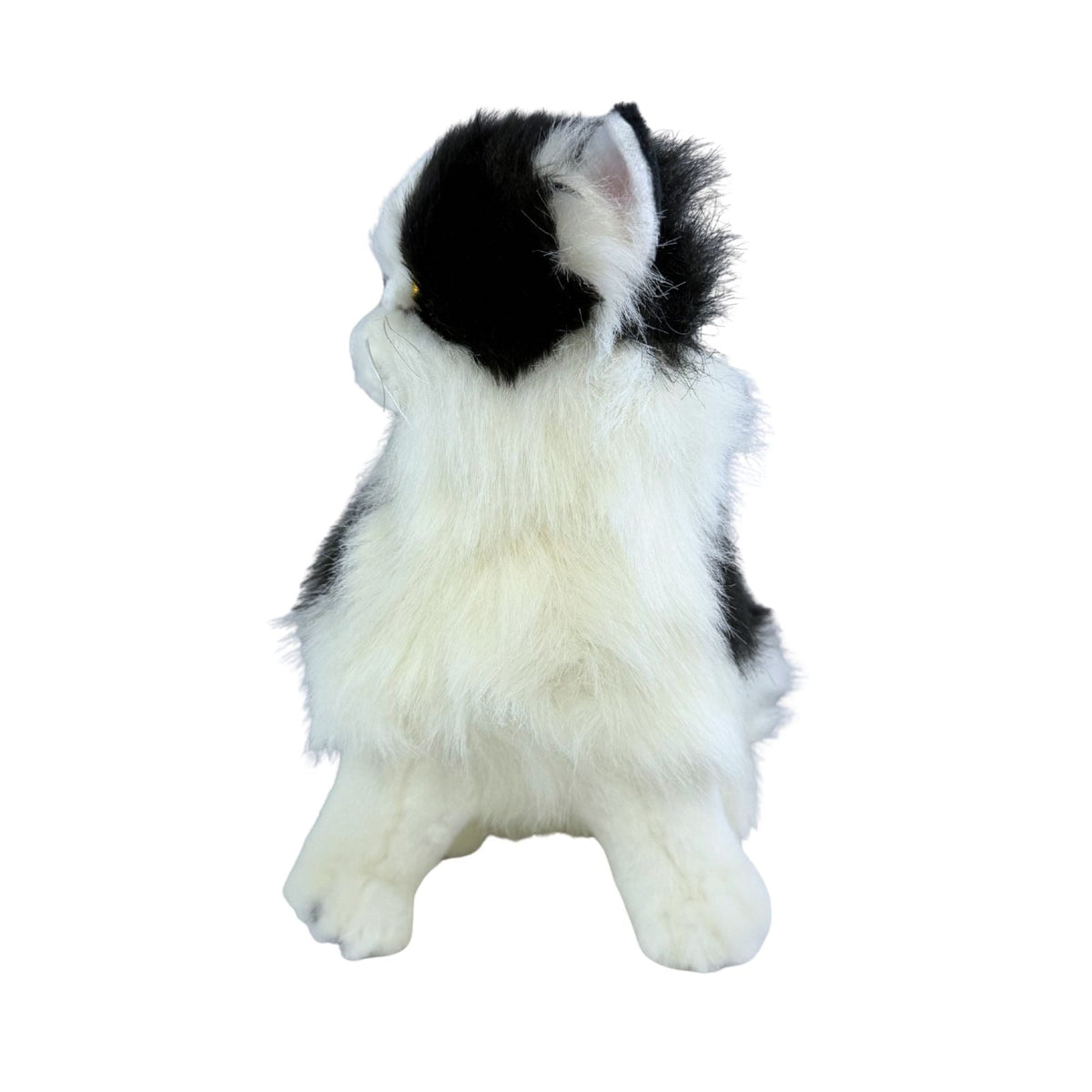 Bocchetta Angus 34cm Sitting Piebald Cat Plush Toy - Black/White (Realistic Stuffed Animal Cat Gift)