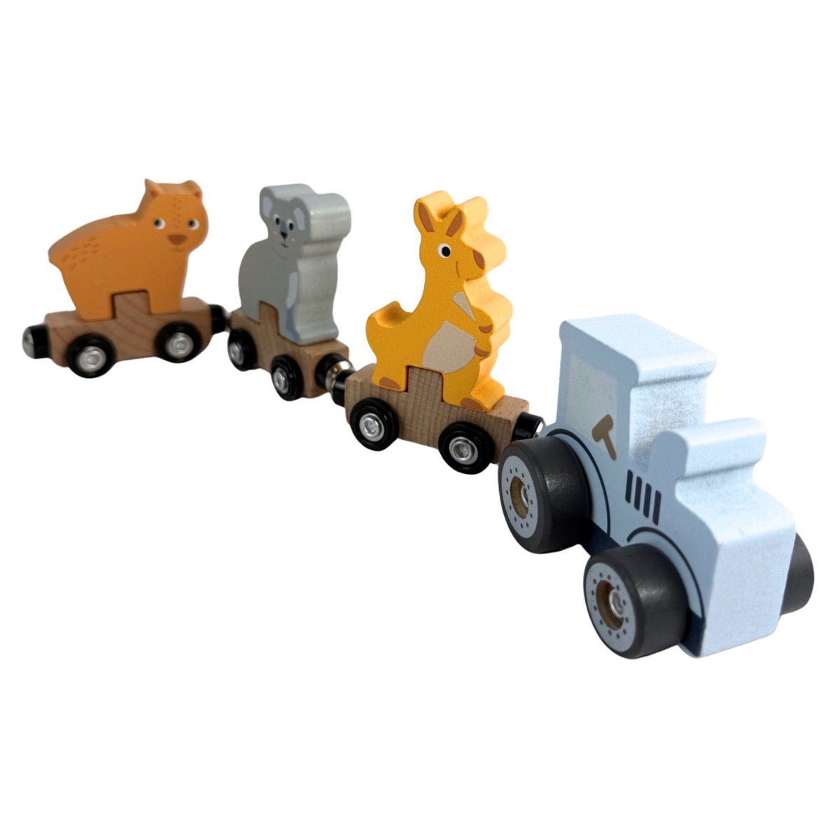 Bocchetta Aussie Animals Magnetic Wooden Train (Toddler Push Along Toy)