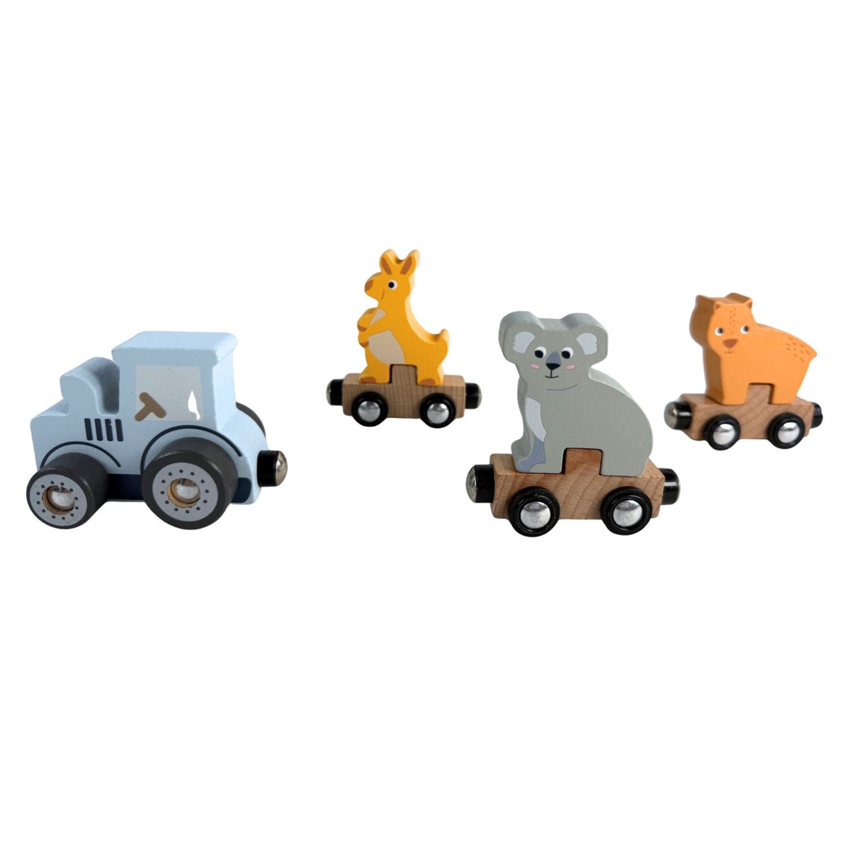 Bocchetta Aussie Animals Magnetic Wooden Train (Toddler Push Along Toy)