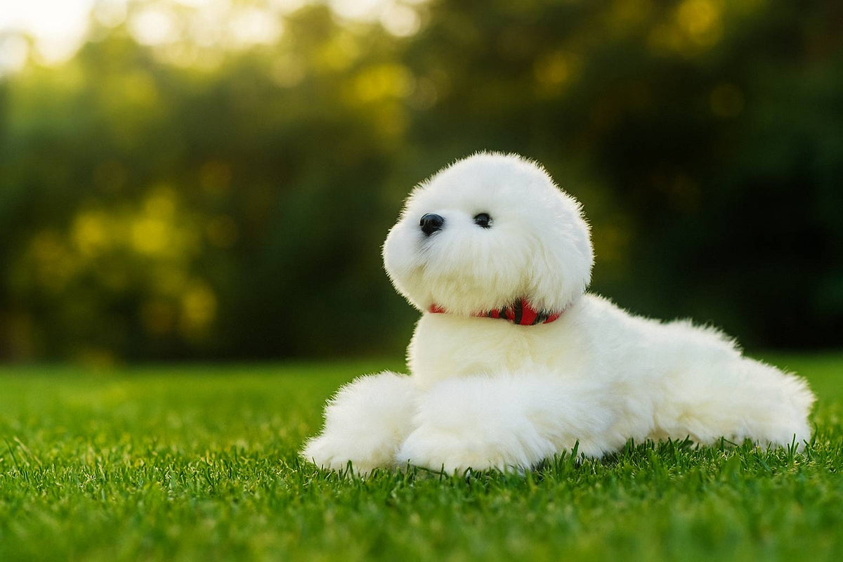 Bocchetta Annabelle 38cm Lying Bichon Frise Plush Toy (Realistic Stuffed Animal Dog Gift)