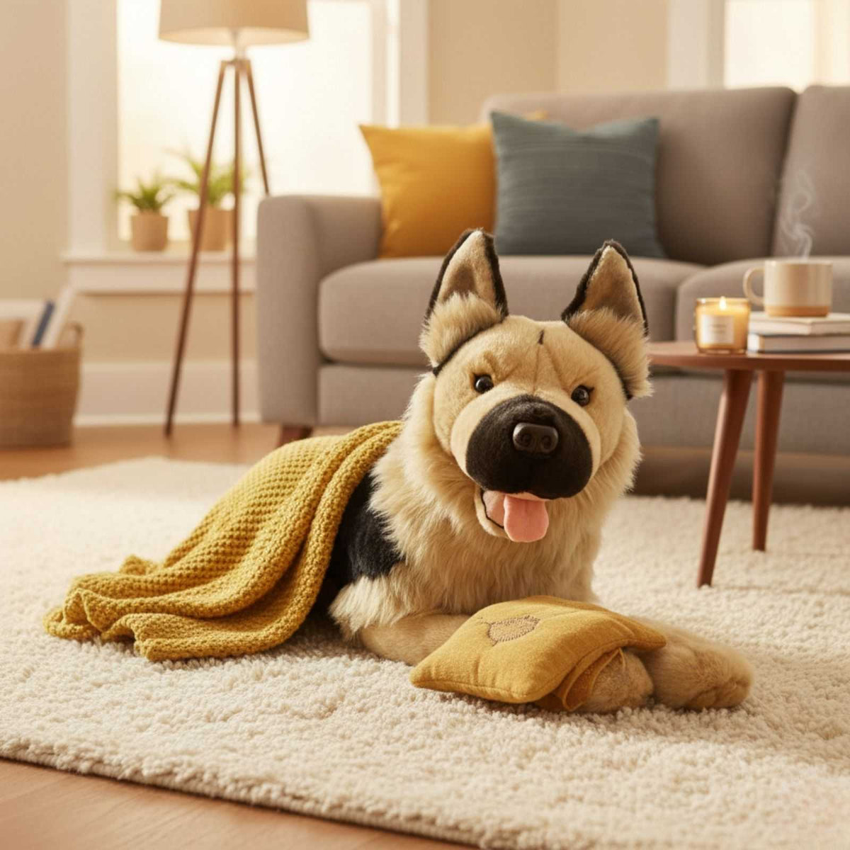 Bocchetta Apollo 64cm German Shepherd with Satin Pocket Plush Toy (Realistic Stuffed Animal Dog Gift)