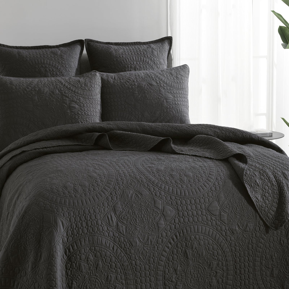Renee Taylor Asher Jacquard Coverlet Set - Grey (OEKO-TEX Certified Bedspread)