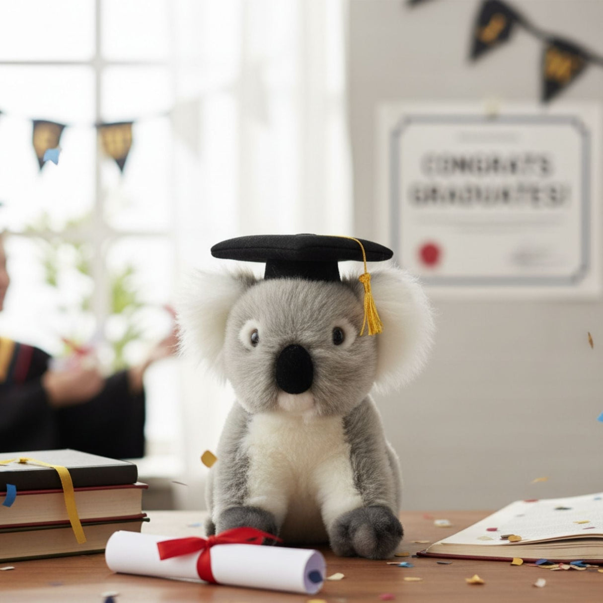 Bocchetta Athena 20cm Graduation Koala Plush Toy - Grey (Stuffed Animal Graduation Gift)