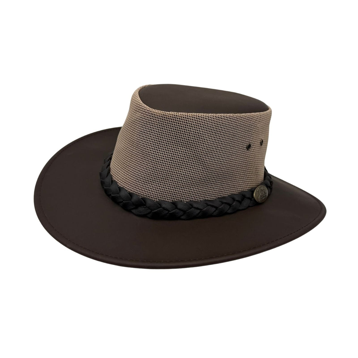 Jacaru 1221 The Aussie Breeze Buffalo Leather Hat - Brown (Breeze Crown Water Resistant & UPF 50+)