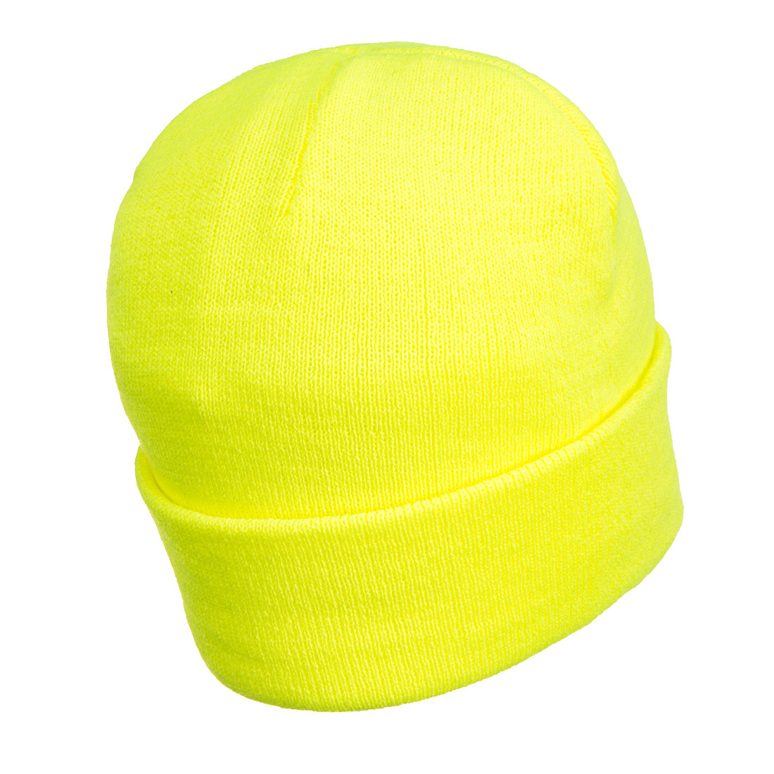 Portwest Hi Vis Yellow LED Beanie Hat - USB Rechargeable Headlight - Camping Cycling Workwear