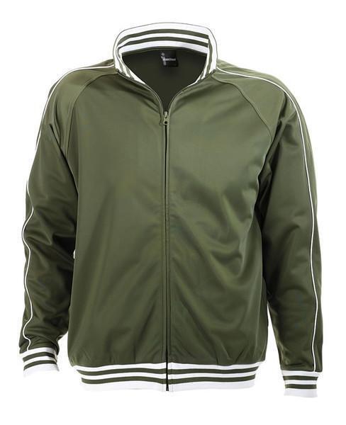 Identitee Varsity Mens Plus Size 3XL Tracksuit Top Jacket - Army Green (Long Sleeve Casual Jumper)