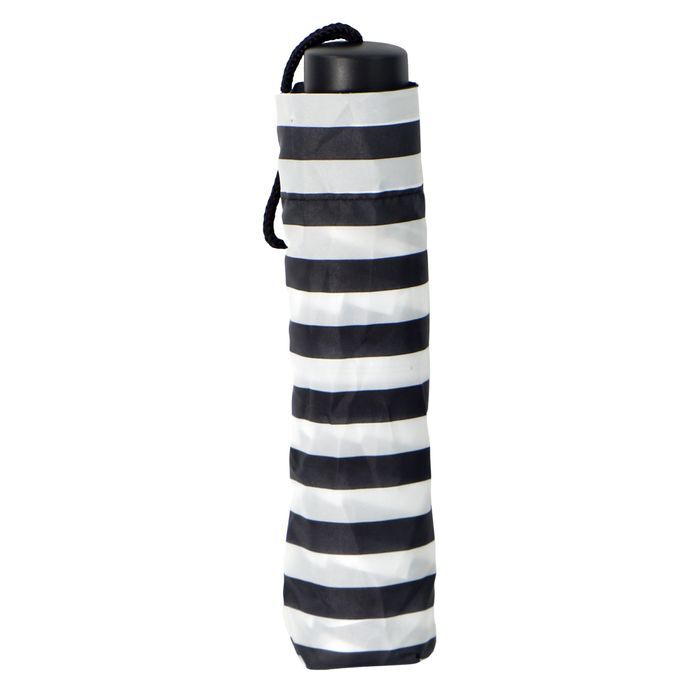 6x Brellerz Wind Resistant 8 Rib Basic Folding Compact Umbrella in Black/White Stripe