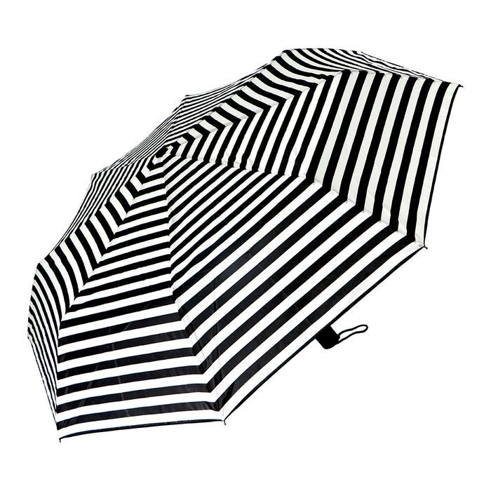 Brellerz Wind Resistant 8 Rib Basic Folding Compact Umbrella in Black/White Stripe