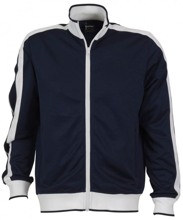 Identitee Mens Varsity Tracksuit Top Jacket - Navy/White (Long Sleeve Warm Winter Jumper)