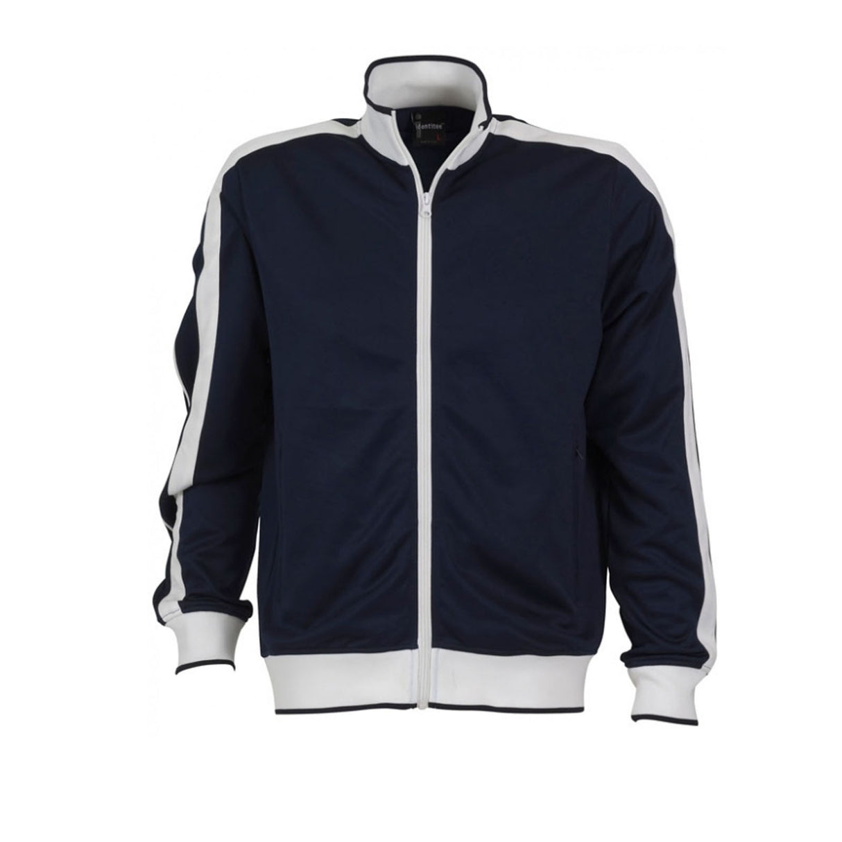 Identitee Mens Varsity Track Top Jacket Tracksuit Warm Winter Jumper Long Sleeve - Navy/White