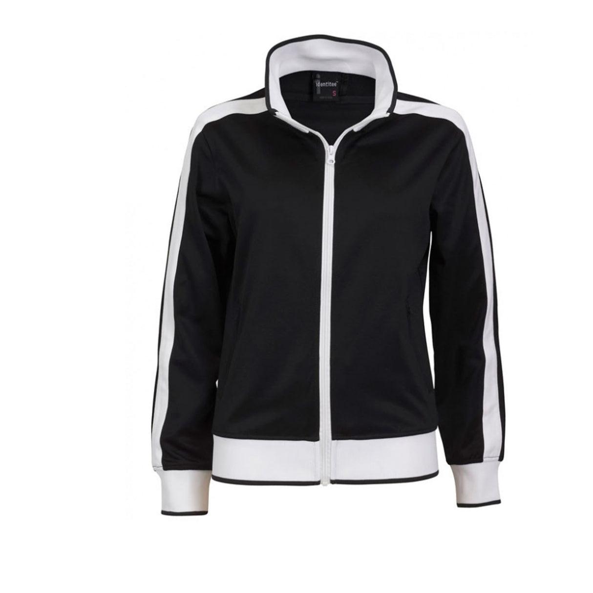 Identitee Ladies Track Top Jacket Tracksuit Warm Winter Full Zip Varsity Jumper - Navy/White