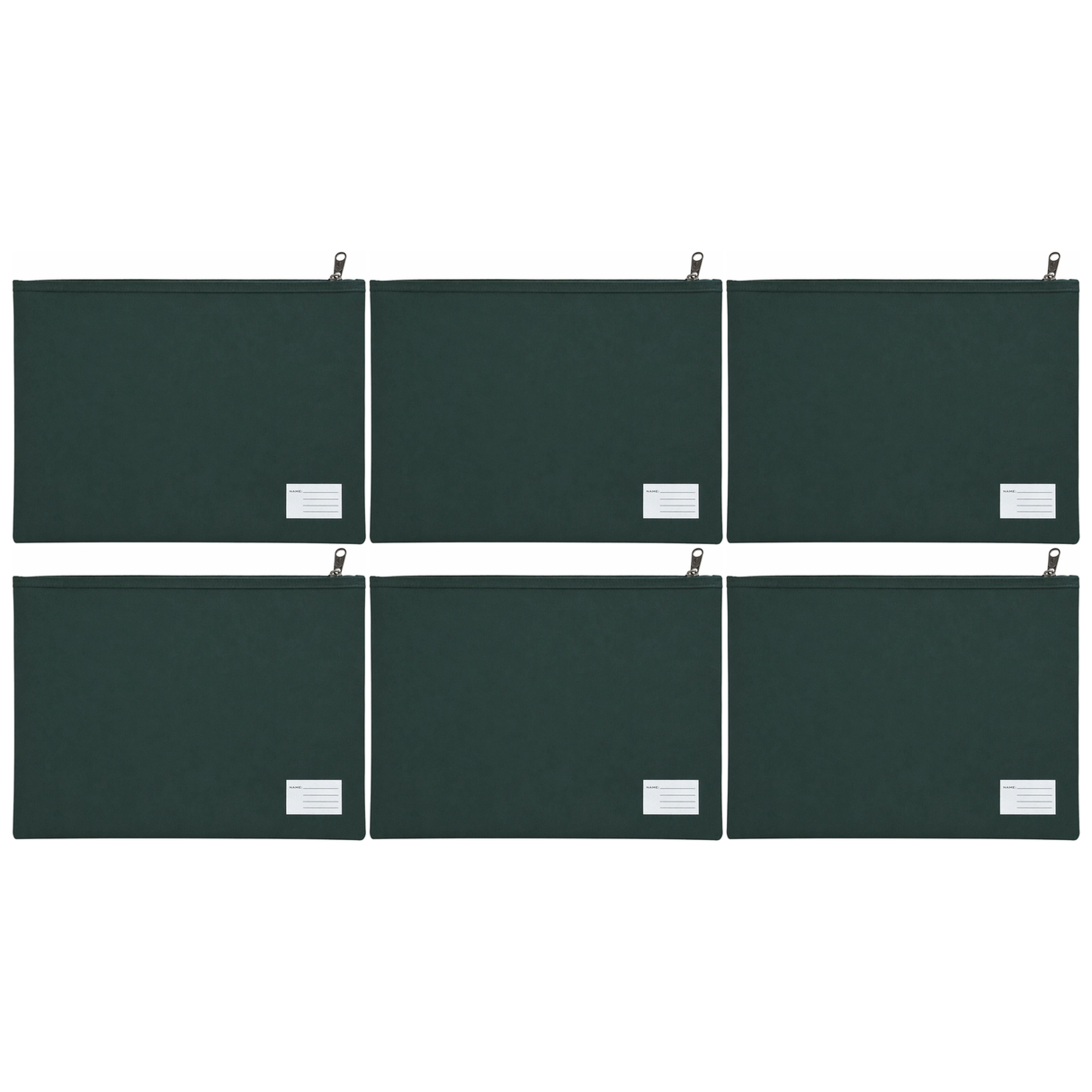 6x Leuts Twin Zip Jumbo Pencil Case - Bottle Green (School/Office/Storage Pouch) (Bulk Pack)